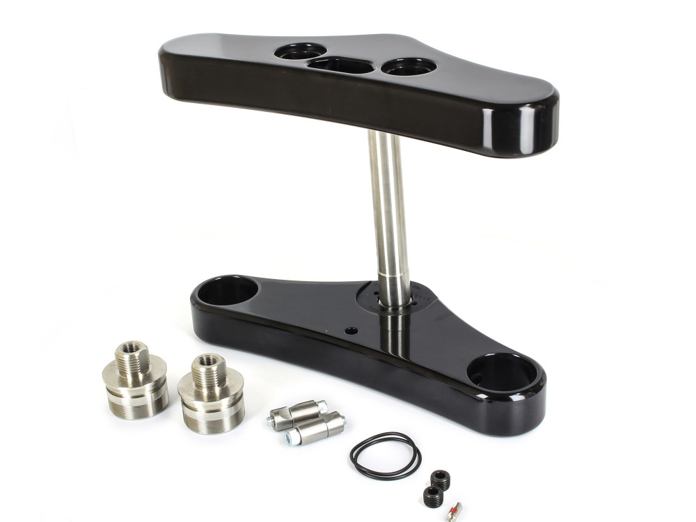 Hawg Halters 5 Degree Raked Wide Glide Triple Tree Kit – Black. Fits Breakout 2013-2017 with 23in. Wheel Conversion.