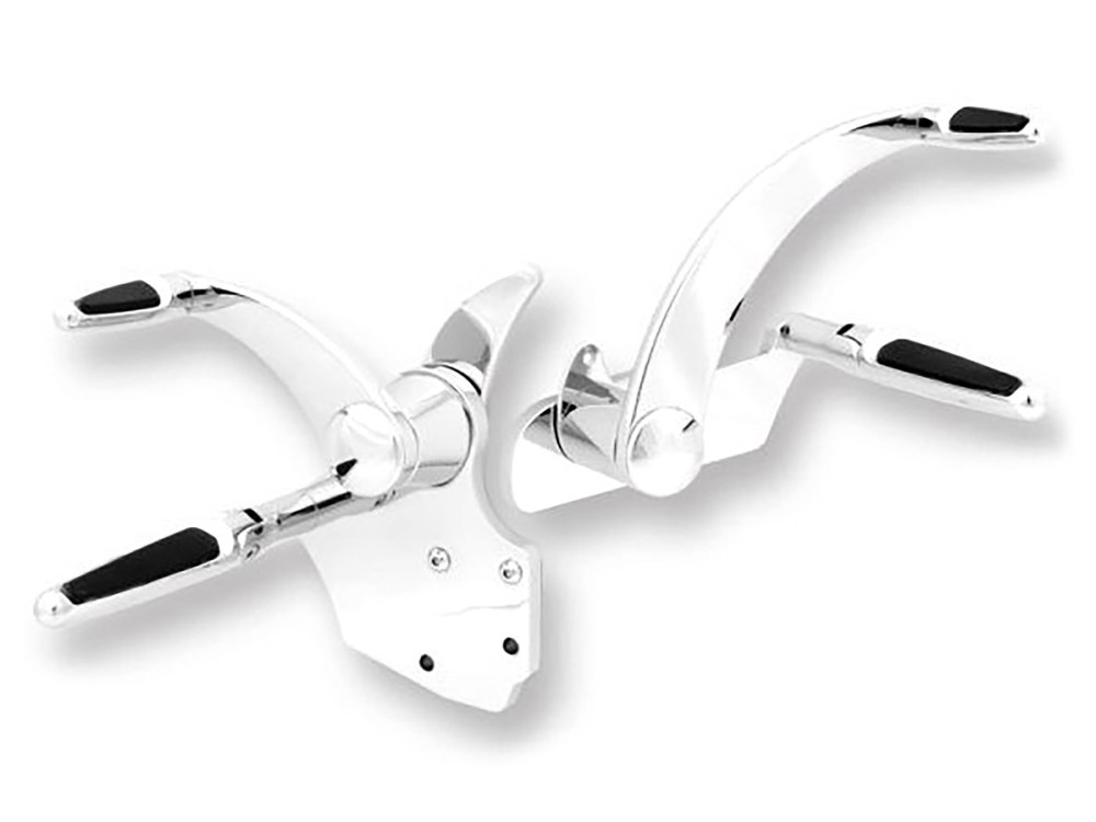 Hawg Halters Standard Length Forward Controls with Folding Rubber Inlay Pegs – Chrome. Fits Dyna 1991-2017.
