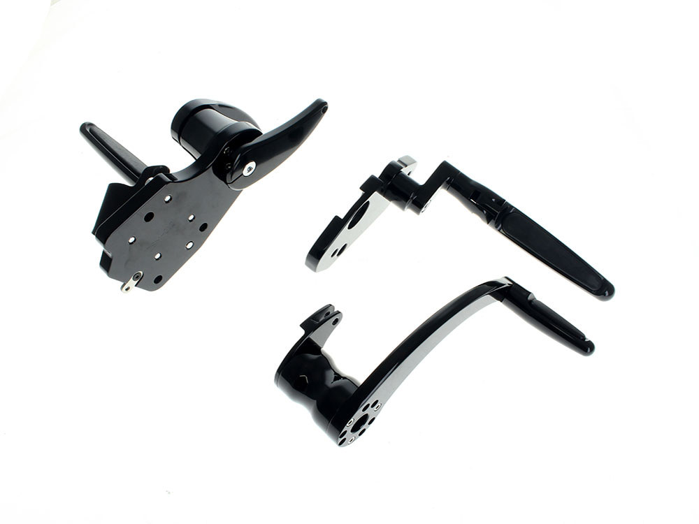 Hawg Halters Standard Length Forward Controls with Folding Rubber Inlay Pegs – Black. Fits Touring 2014up including Trikes.