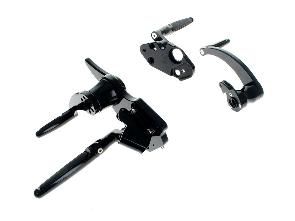Hawg Halters Standard Length Forward Controls with Folding Rubber Inlay Pegs – Black. Fits Touring 2014up including Trikes.