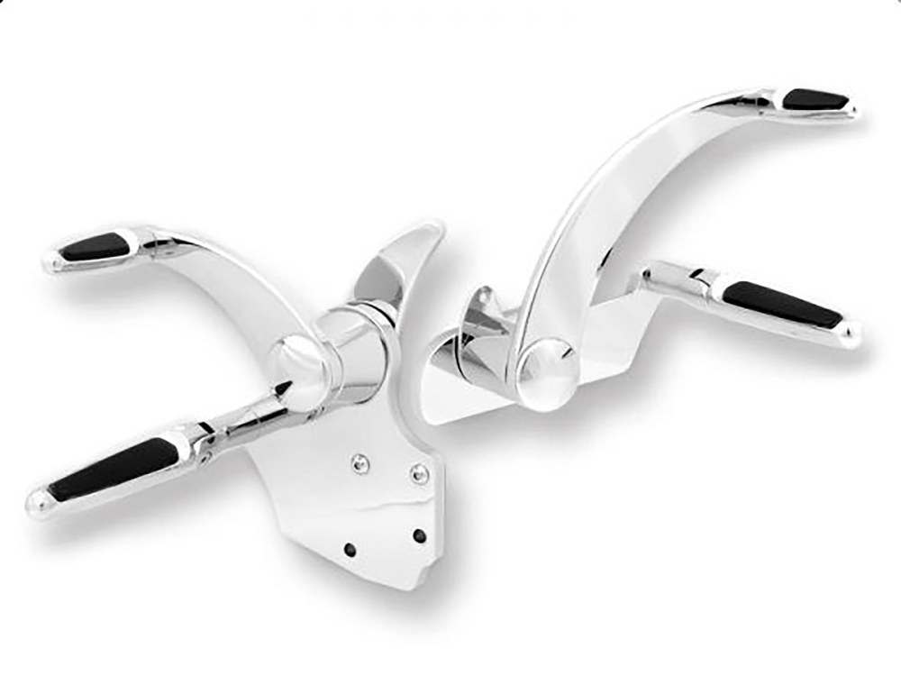 Hawg Halters 2.5in. Extended Length Forward Controls with Folding Rubber Inlay Pegs – Chrome. Fits Touring 2014up including Trikes.