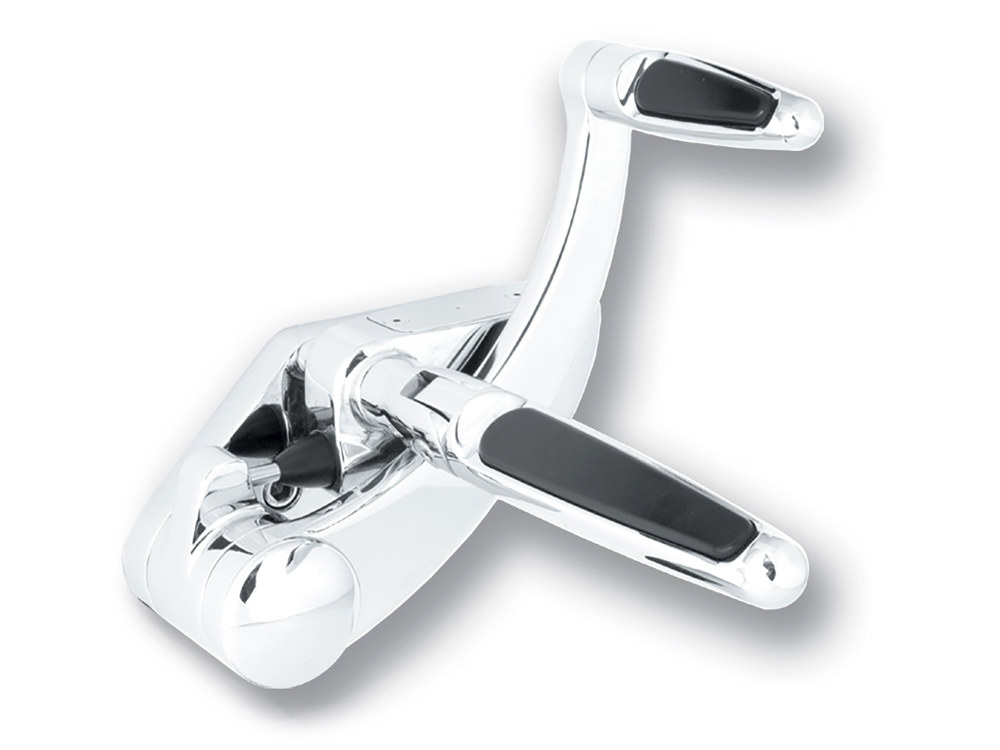 Hawg Halters Extended Length Forward Controls with Folding Rubber Inlay Pegs – Chrome. Fits Softail 2000-2017.