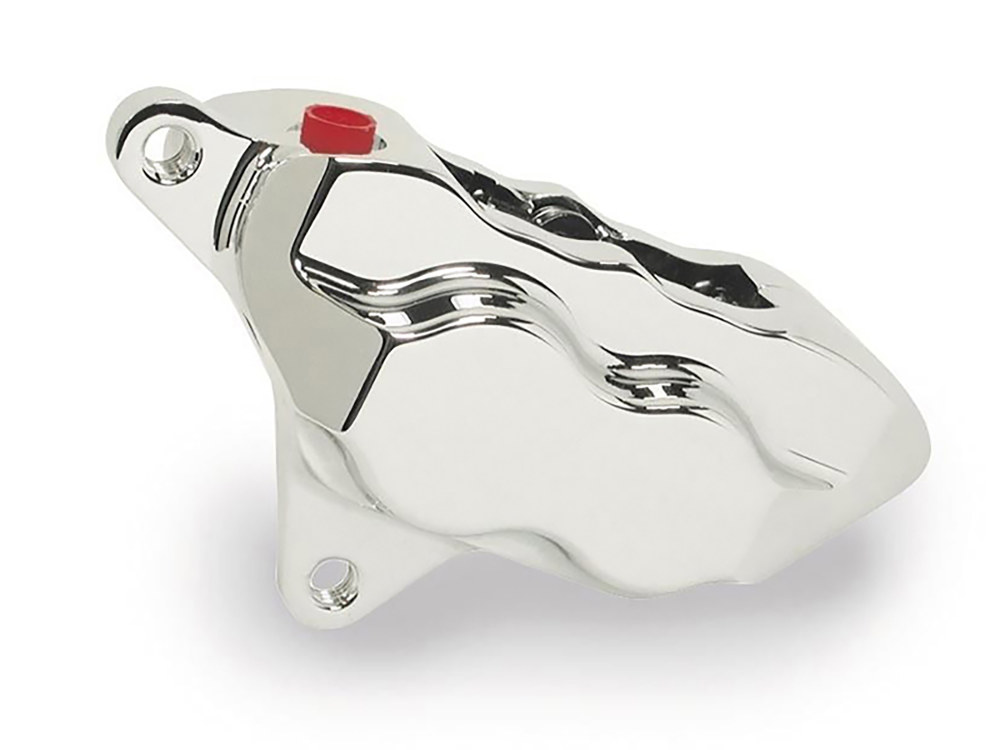Hawg Halters Left Hand Front 4 Piston Caliper – Chrome. Fits many Big Twin & Sportster 1984-1999 Models with 11.5in. Disc Rotor.