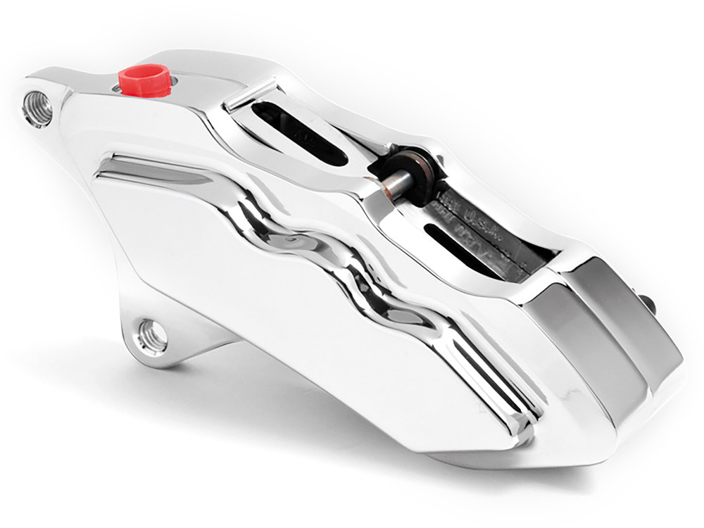 Hawg Halters Left Hand Front 6 Piston Caliper – Chrome. Fits most Big Twin 1984-1999 & Sportster 1984-1999 Models with 11.5in. Disc Rotor.