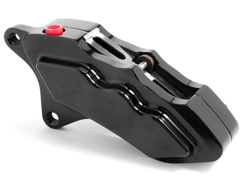 Hawg Halters Left Hand Front 6 Piston Caliper – Black. Fits most Big Twin 1984-1999 & Sportster 1984-1999 Models with 11.5in. Disc Rotor.