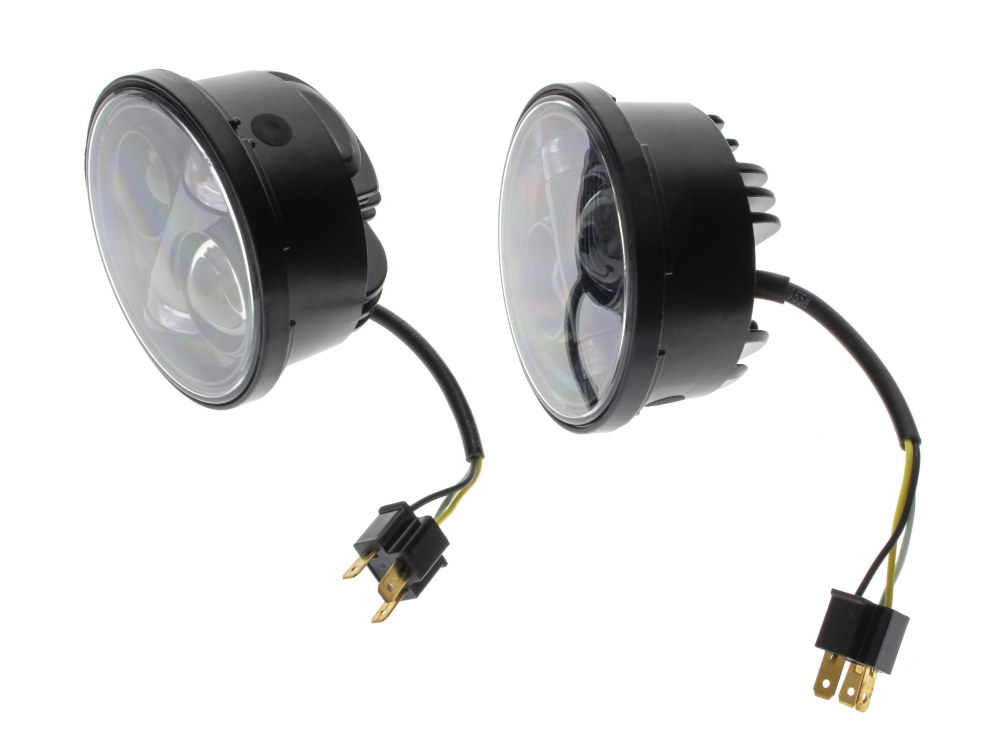 Hoglights 4-1/2in. HeadLight Inserts – Black. Fits Dyna Fat Bob 2008-2017 with Dual Headlight.