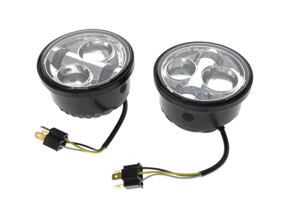 Hoglights 4-1/2in. LED HeadLight Inserts – Chrome. Fits Dyna Fat Bob 2008-2017 with Dual Headlight. 