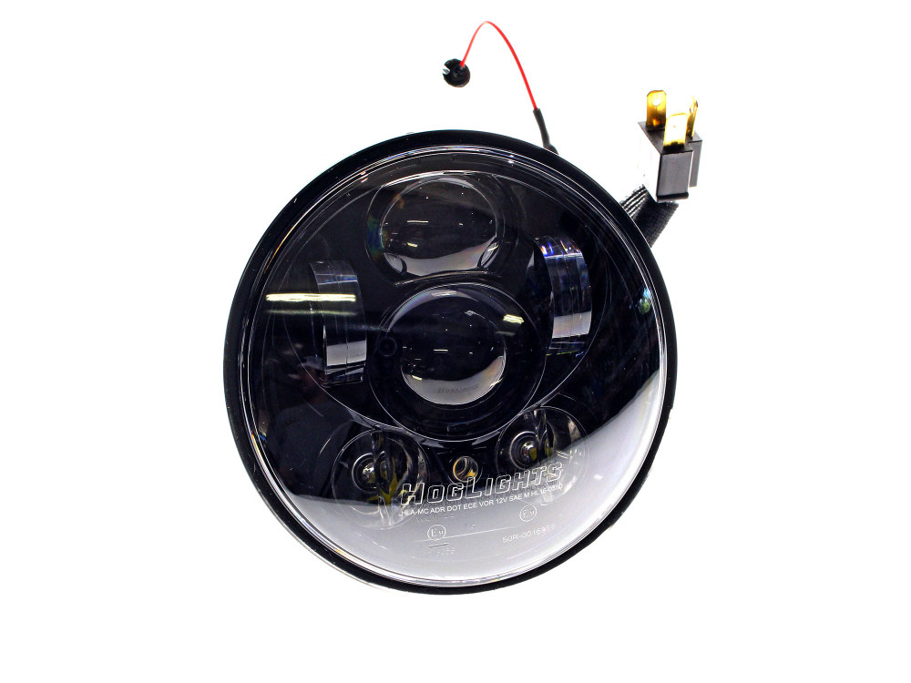 Hoglights 5-3/4in. LED HeadLight Insert – Black. Fits H-D Street 500 (XG500), Street 750 (XG750) & Indian Scout, Scout Sixty, Scout Bobber with 5-3/4in. Headlight.