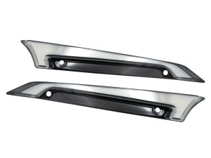 Hoglights LED FusionFX Windshield Trim – Smoke Lens, Black Housing. With Amber Turn, White Run. Fits Road Glide 2015-2023 Hoglights LED FusionFX Windshield Trim – Smoke Lens, Black Housing. With Amber Turn, White Run. Fits Road Glide 2015-2023