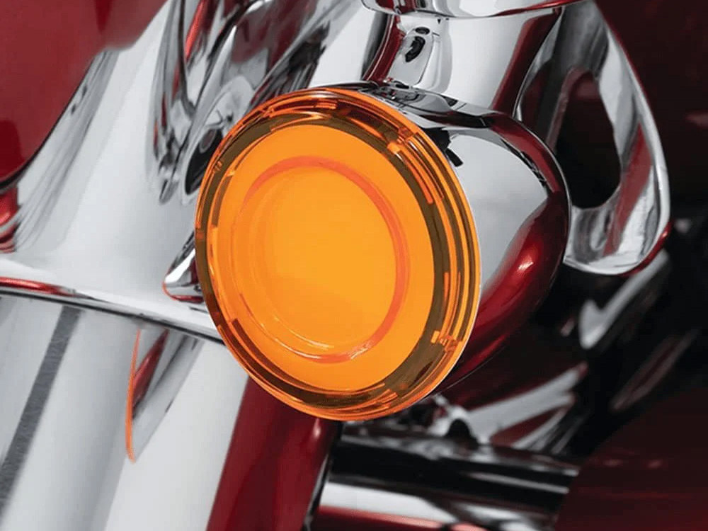 Hoglights FusionFX Turn Signal Inserts. Amber LED, Amber Lenses. Fits Front and Rear on most Models With OEM Bullet Style Indicators 2002up.