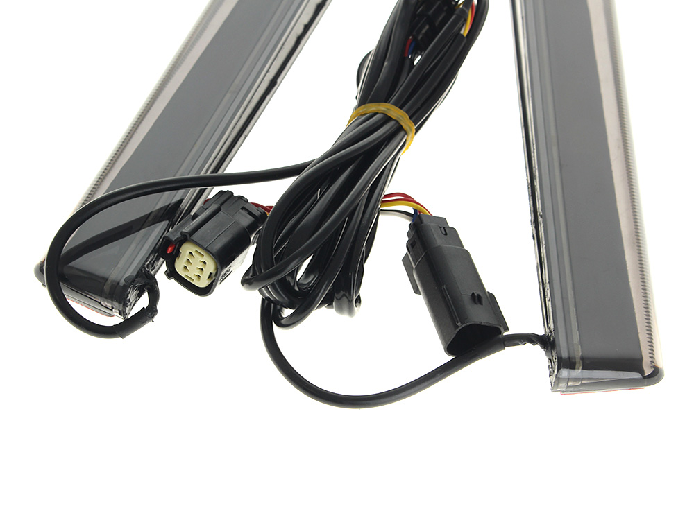 Hoglights Saddlebag LED Lights. Red Run/Brake, Amber Turn, Smoke Lens. Fits Touring 2014up with HD Extended Bags.