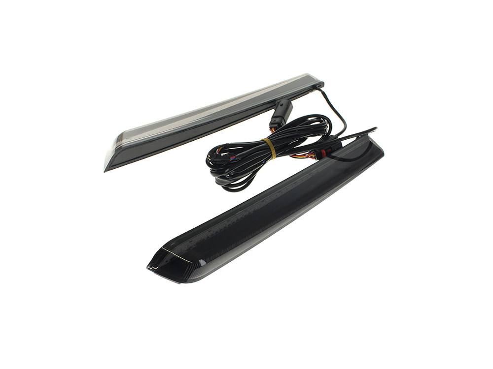 Hoglights Saddlebag LED Lights. Red Run/Brake, Amber Turn, Smoke Lens. Fits Touring 2014up with HD Extended Bags.