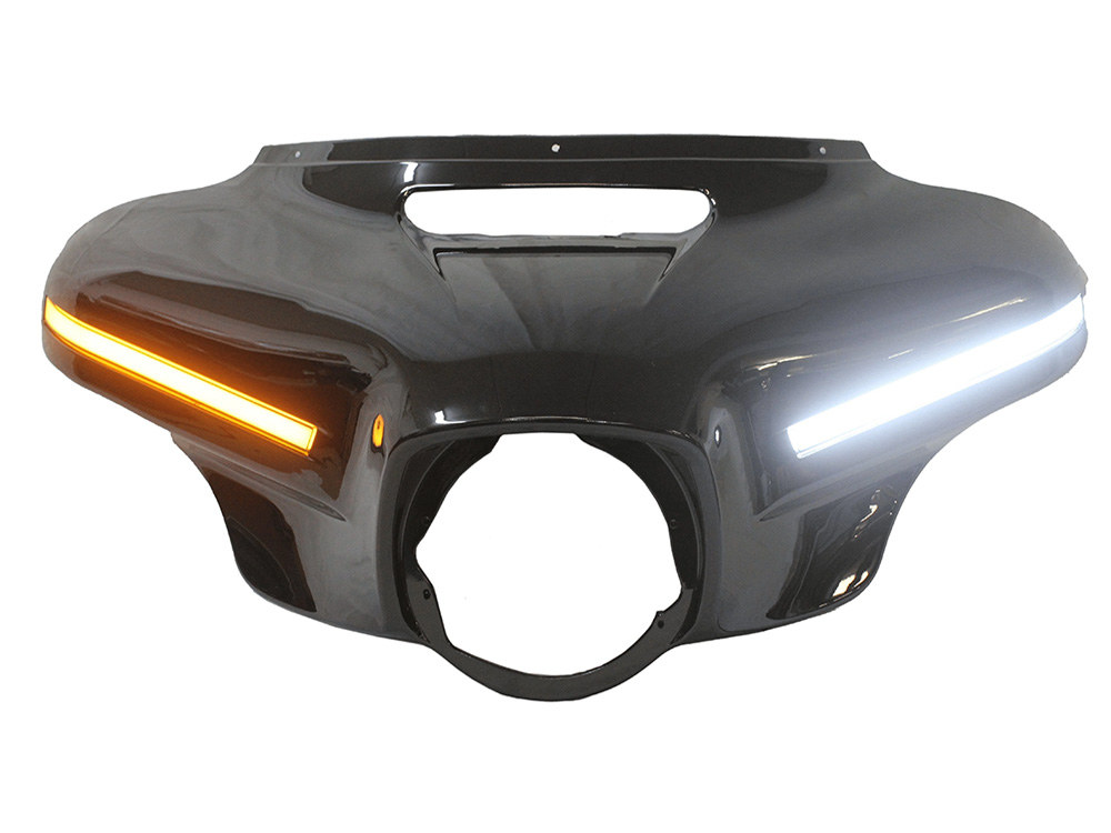 Hoglights 2023 CVO Street Glide Style LED Fairing – Black. Fits Touring 2014up.