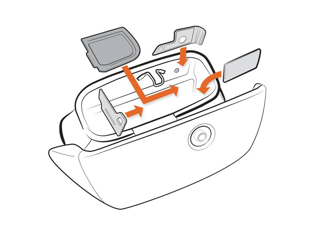Hard Street Ryt-There Saddle Bag Shelf – Grey. Fits Heritage Softail 2018up Left & Right Bags.