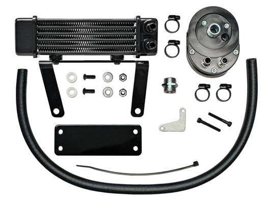 Jagg Oil Coolers 6-Row LowMount Oil Cooler Kit. Fits Softail 2000-2010.