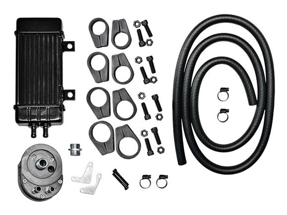 Jagg Oil Coolers 10-Row Vertical Wideline Oil Cooler Kit. Fits Most Big Twin 1984-2017