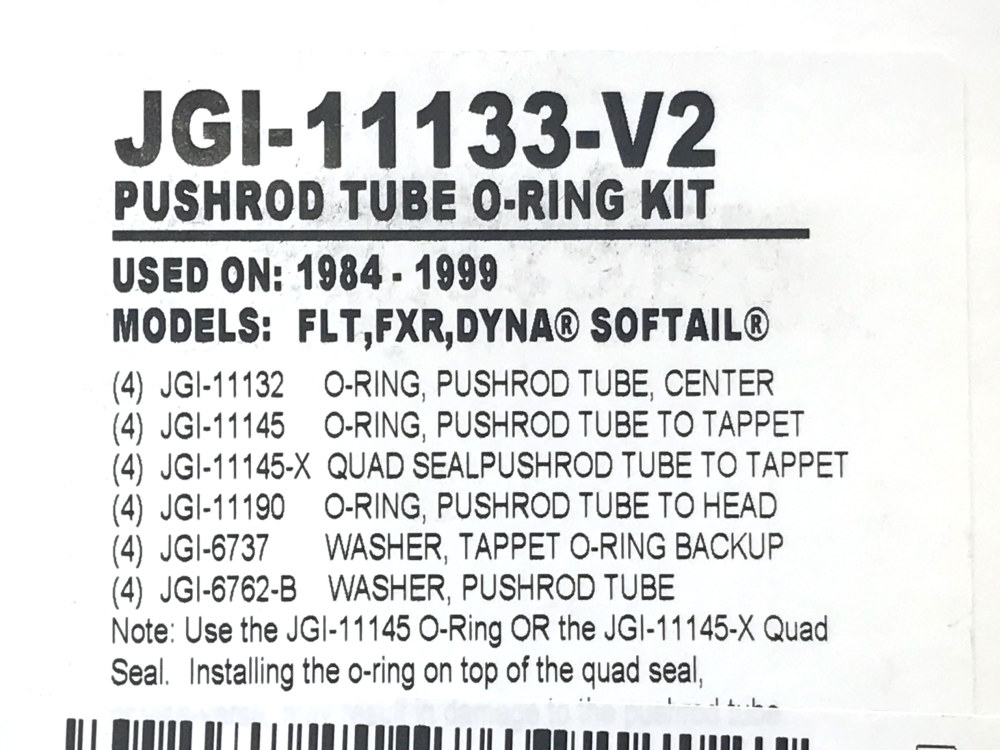 James Gaskets Inc Push Rod Tube O’Ring Kit. Fits Big Twin 1984-1999 & Sportster 1986-1990.