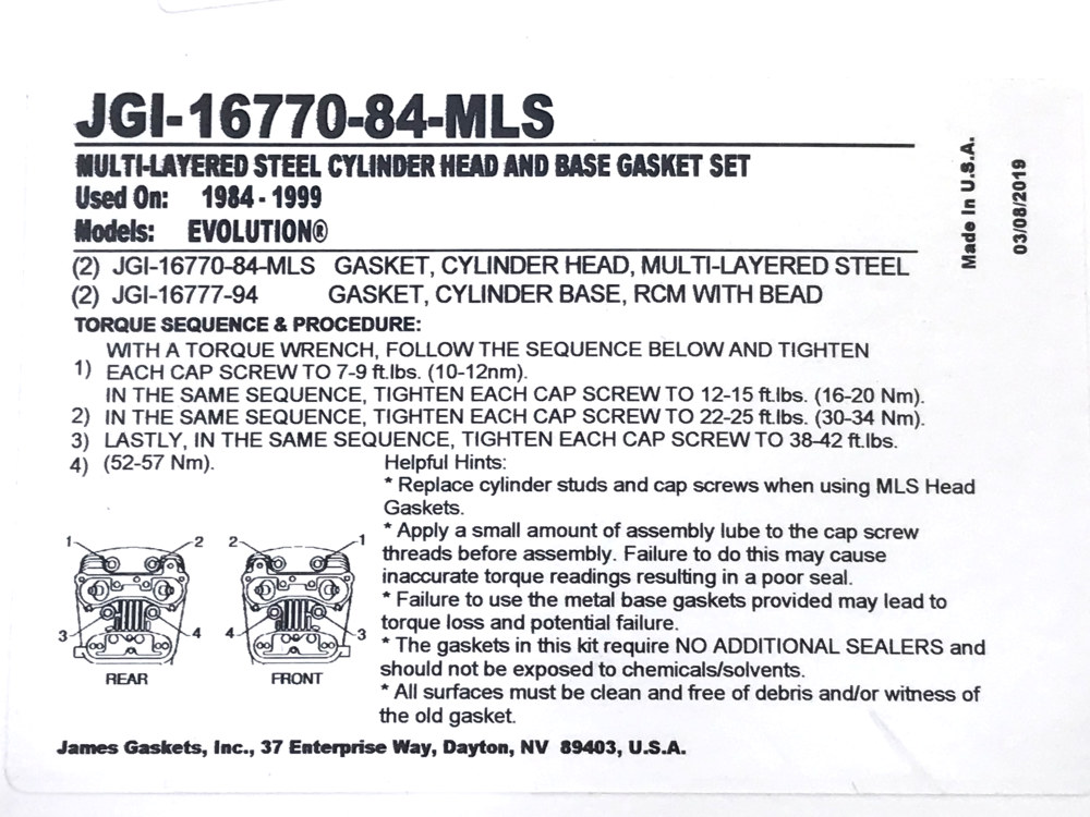 Gasket Kit; Cyl Head+Base BT%2784-99