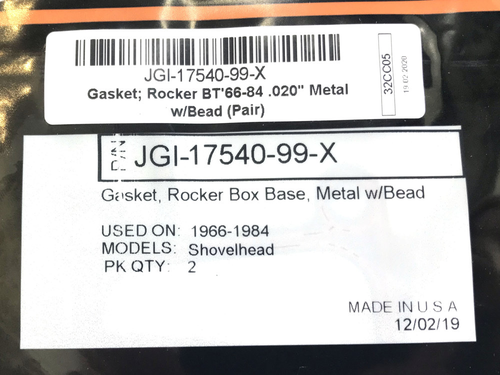 James Gaskets Inc Rocker Cover Gaskets. Fits Big Twin 1966-1984.