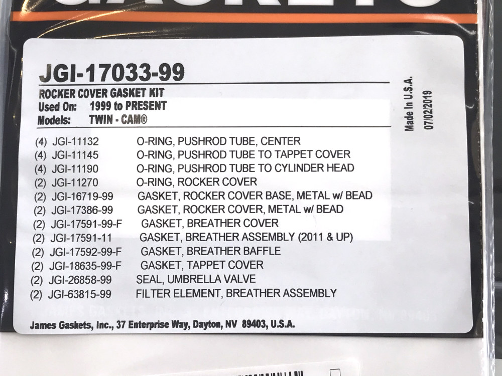 Gasket Kit; Rocker T/Cam%2799-17