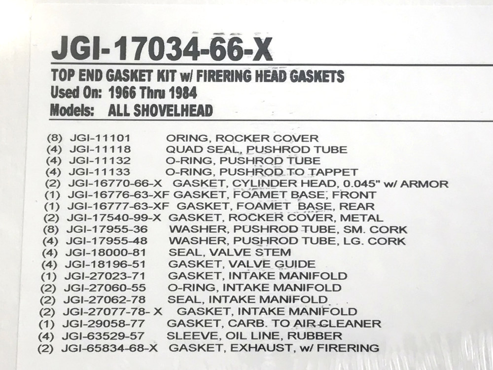 James Gaskets Inc Top End Gasket Kit. Fits Big Twin 1966-1984 with Shovel Engine.