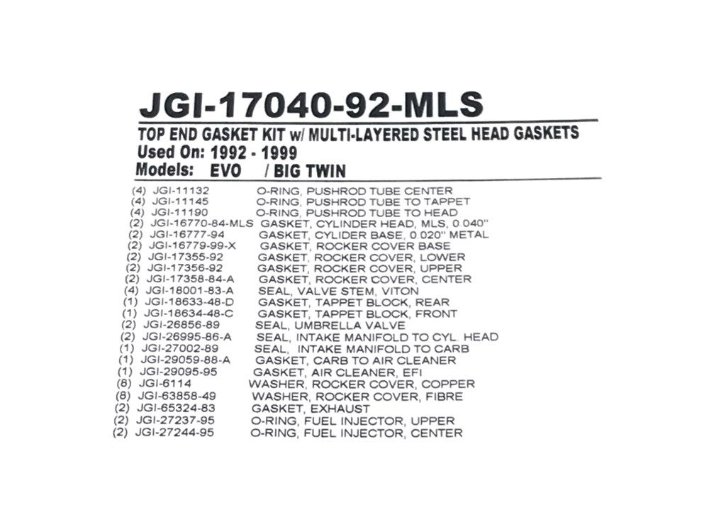 Gasket Kit; Top End BT%2792-99 Evo