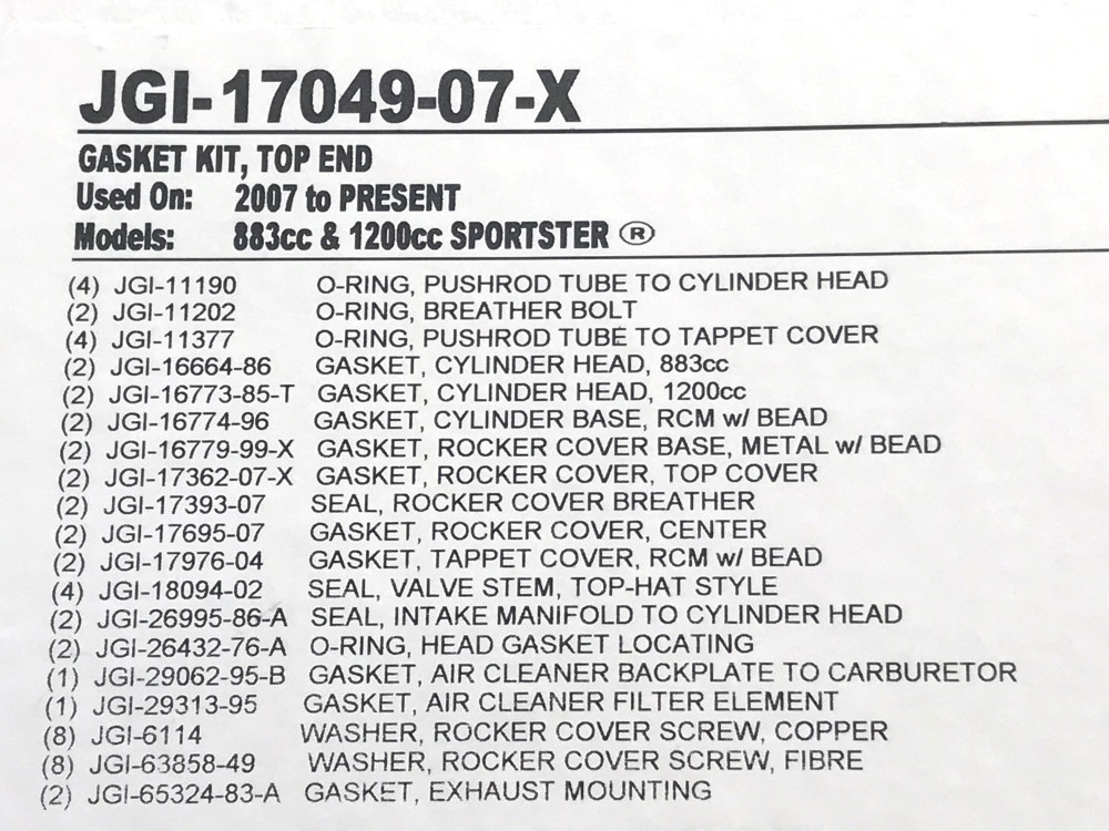 Gasket Kit; Top End XL%2707-21