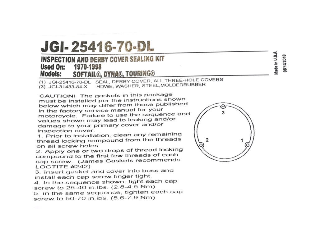 James Gaskets Inc Derby Cover Gasket. Fits Big Twin 1970-1998.