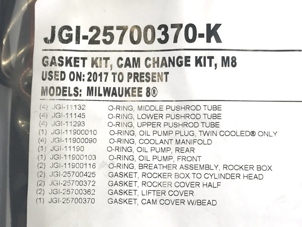Gasket Kit; Cam Change M8%2717up