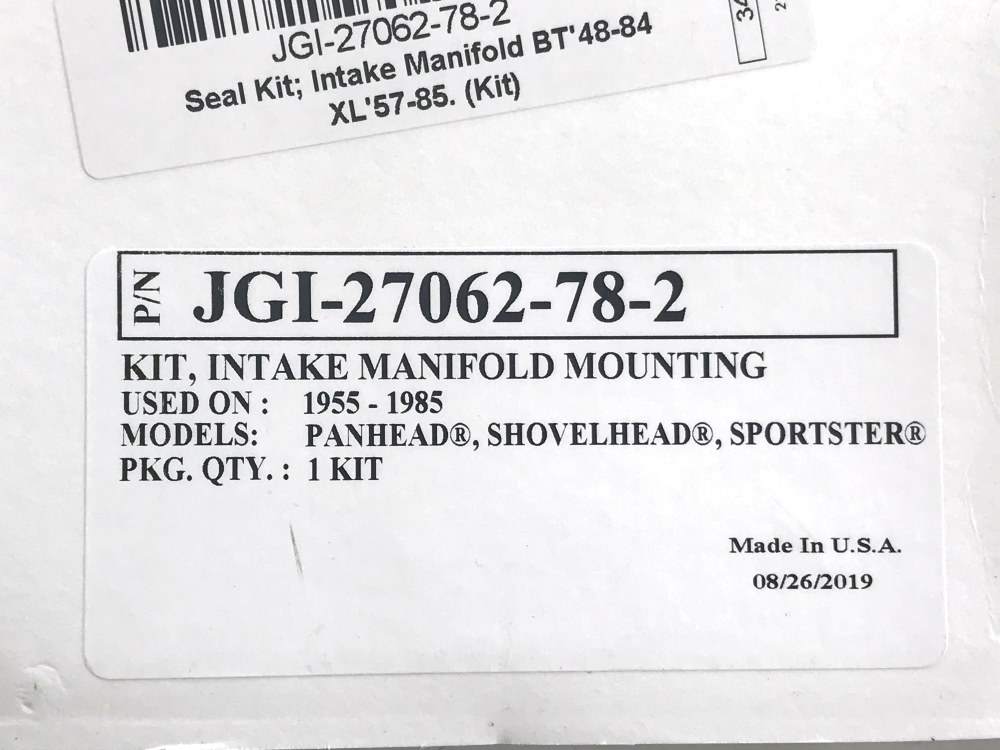 James Gaskets Inc Intake Manifold Seal Kit. Fits Big Twin 1948-1984 & Sportster 1957-1985.
