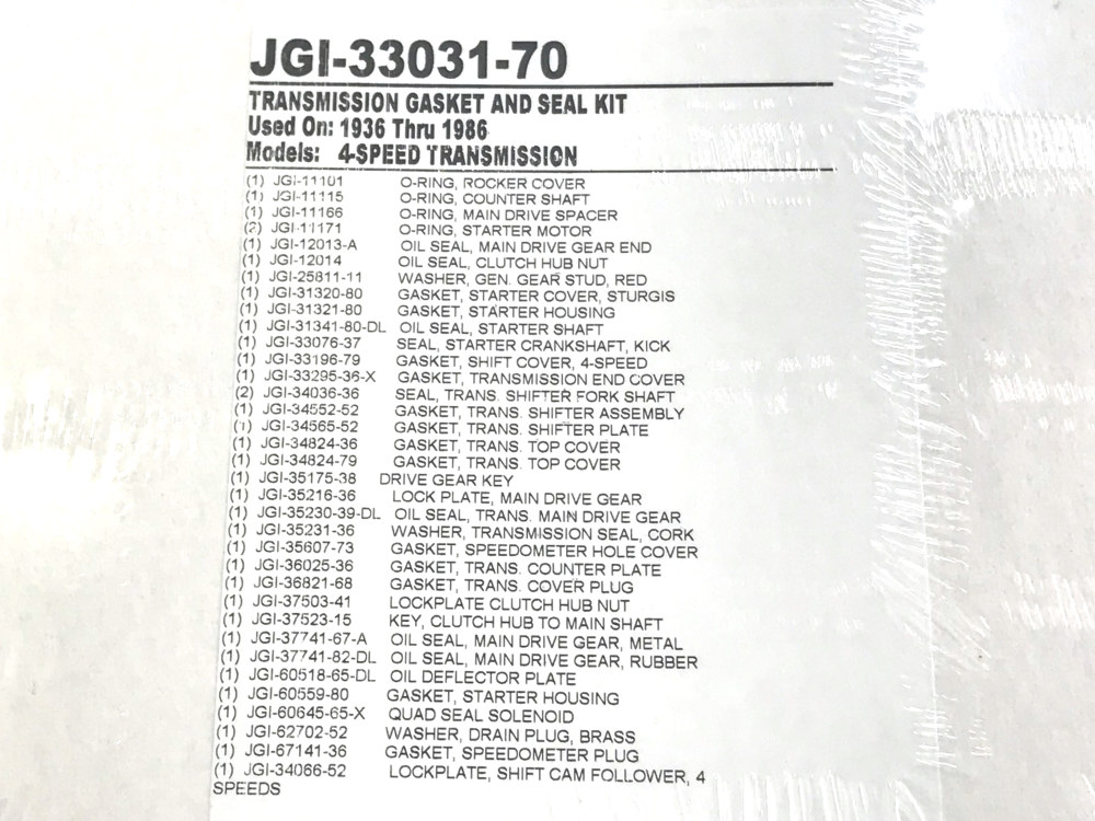 James Gaskets Inc Transmission Gasket Kit. Fits 4Spd Big Twin 1936-1986.