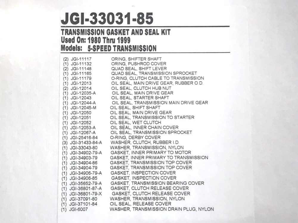 James Gaskets Inc Transmission Gasket Kit. Fits 5Spd Touring 1980-1992, Softail 1986-1999 & FXR 1982-1994.