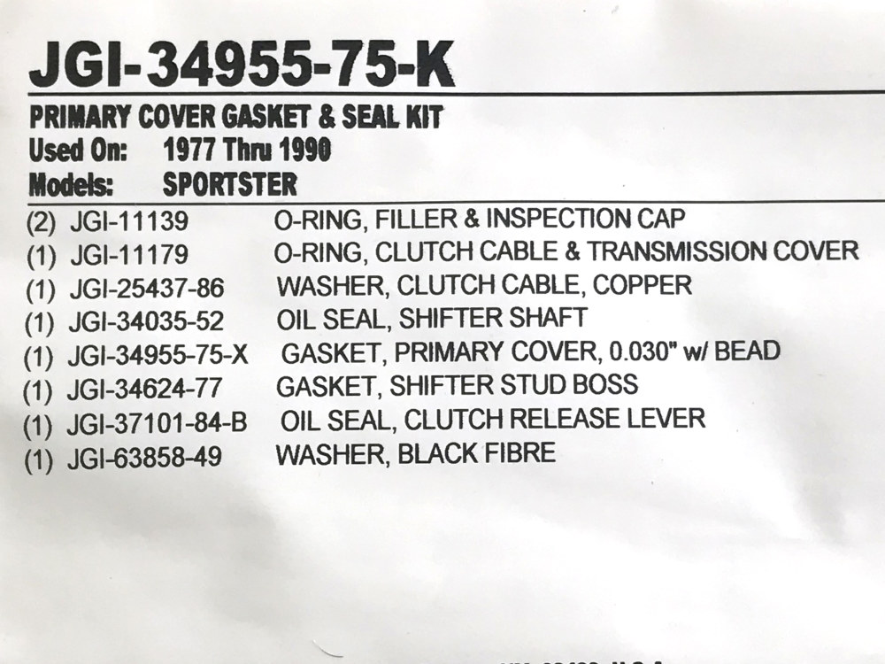 James Gaskets Inc Primary Cover Gasket Kit. Fits Sportster 1977-1990.