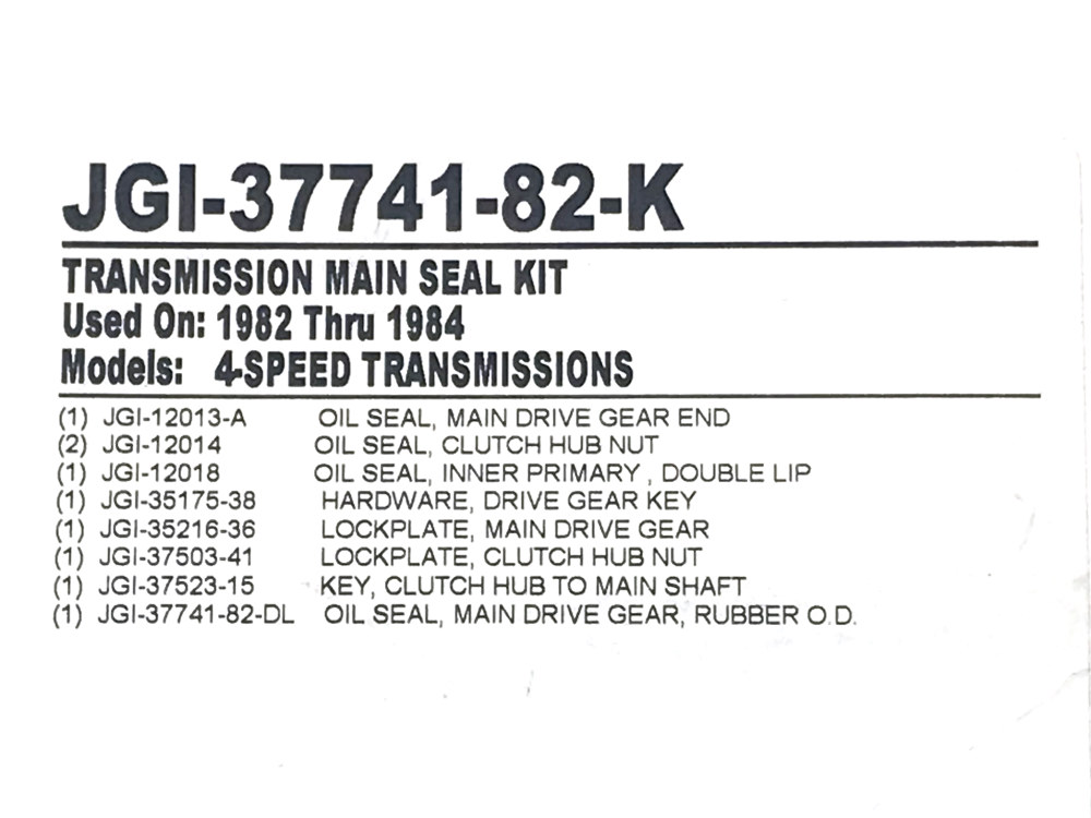 James Gaskets Inc Transmission Main Shaft Seal Kit. Fits 4Spd Big Twin 1982-1986.