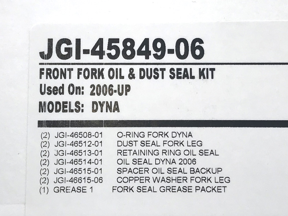 James Gaskets Inc 49mm Fork Seal Kit. Fits Dyna 2006-2017, Rocker 2008-2011, V-Rod 2002-2011, Touring 2014up, Breakout 2013up & Some Softail 2018up