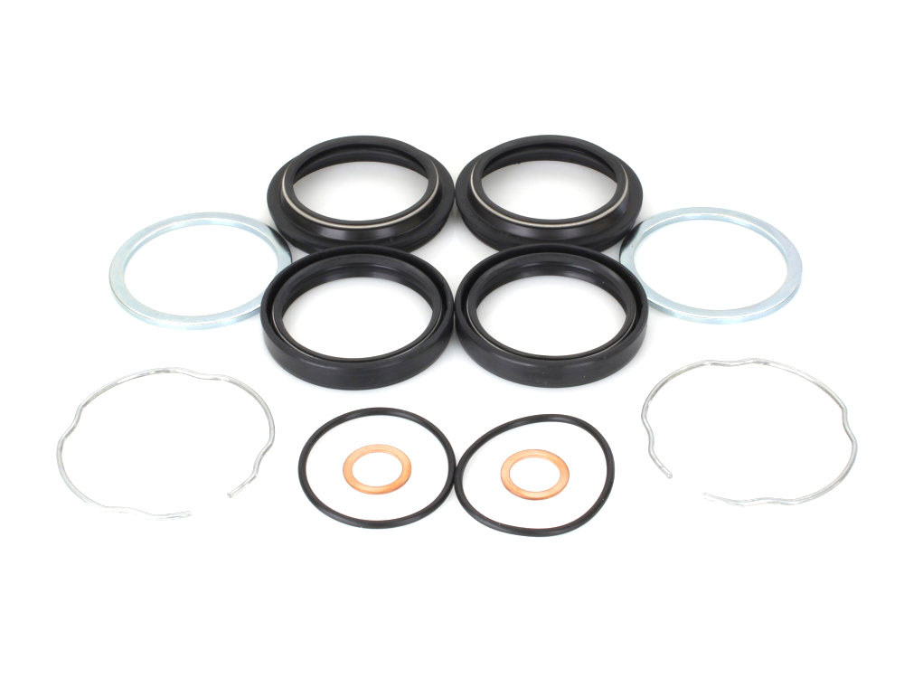James Gaskets Inc 49mm Fork Seal Kit. Fits Dyna 2006-2017, Rocker 2008-2011, V-Rod 2002-2011, Touring 2014up, Breakout 2013up & Some Softail 2018up