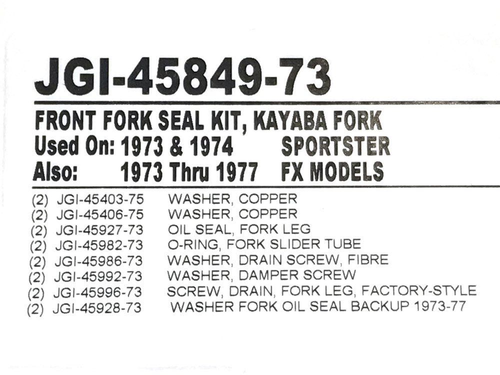 James Gaskets Inc 35mm Fork Seal Kit. Fits Sportster & FX 1973-1976.