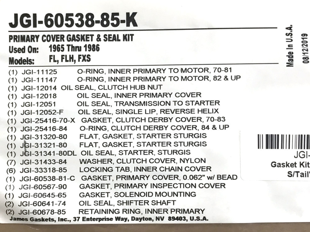 Gasket Kit; Prim BT%2765-86 4spd &