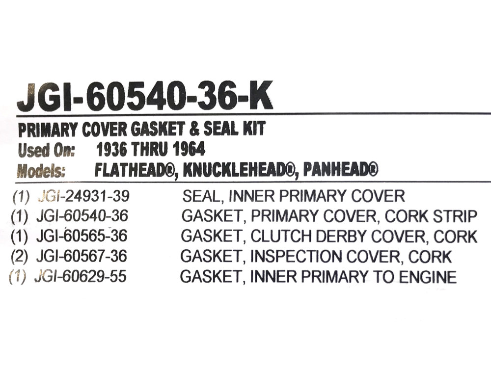Gasket Kit; Prim BT%2736-64 w/Seals