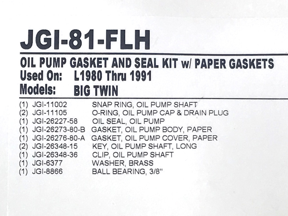 Gasket Kit; O/Pump BT%2781-91