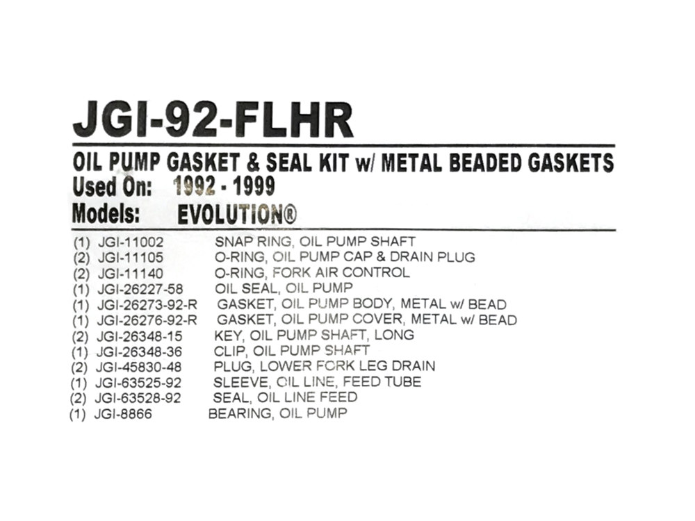Gasket Kit; O/Pump BT%2792-99