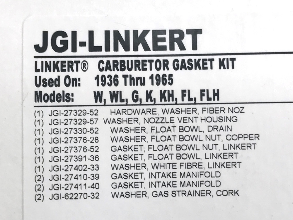 James Gaskets Inc Linkert Carburetor Rebuild Kit. Fits Big Twin 1936-1965.