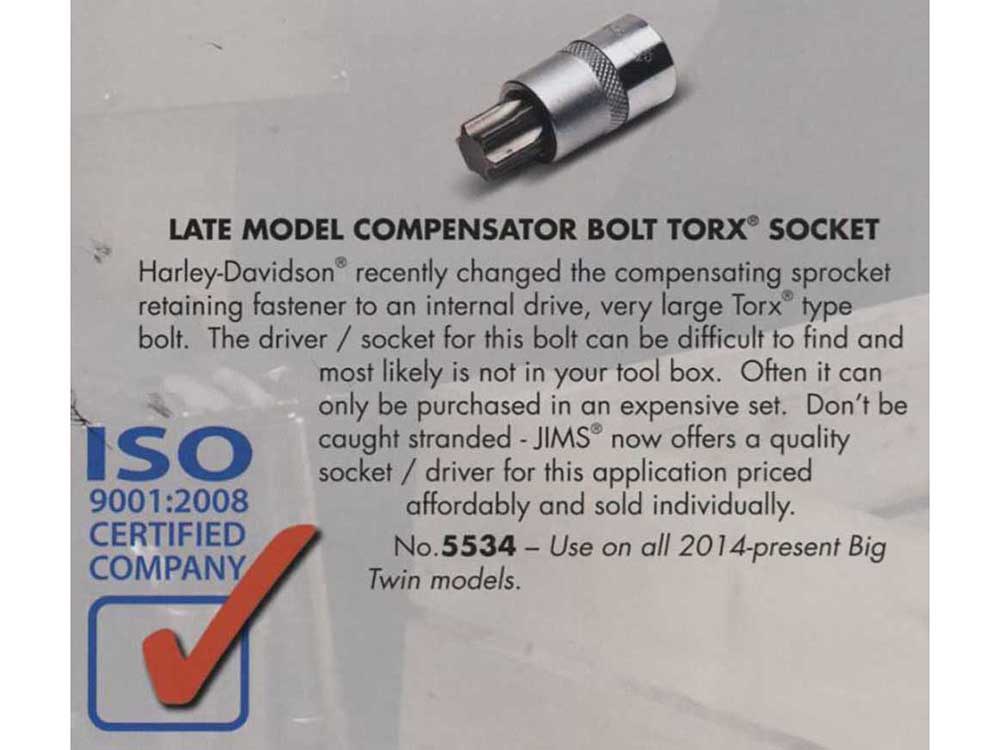 Jims Compensator Bolt Torx Socket. Use on Big Twin 2014up.