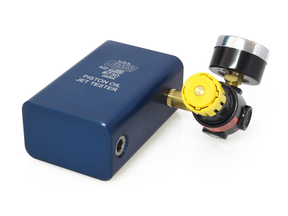 Jims Piston Jet Tester Tool. Use on Milwaukee-Eight and Twin Cam Engines
