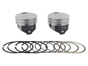 KEITH BLACK PISTONS +.005in. Flat Top Pistons with 8.6:1 Compression Ratio. Fits Big Twin 1984-1999 with Evo Engine. KEITH BLACK PISTONS +.005in. Flat Top Pistons with 8.6:1 Compression Ratio. Fits Big Twin 1984-1999 with Evo Engine.