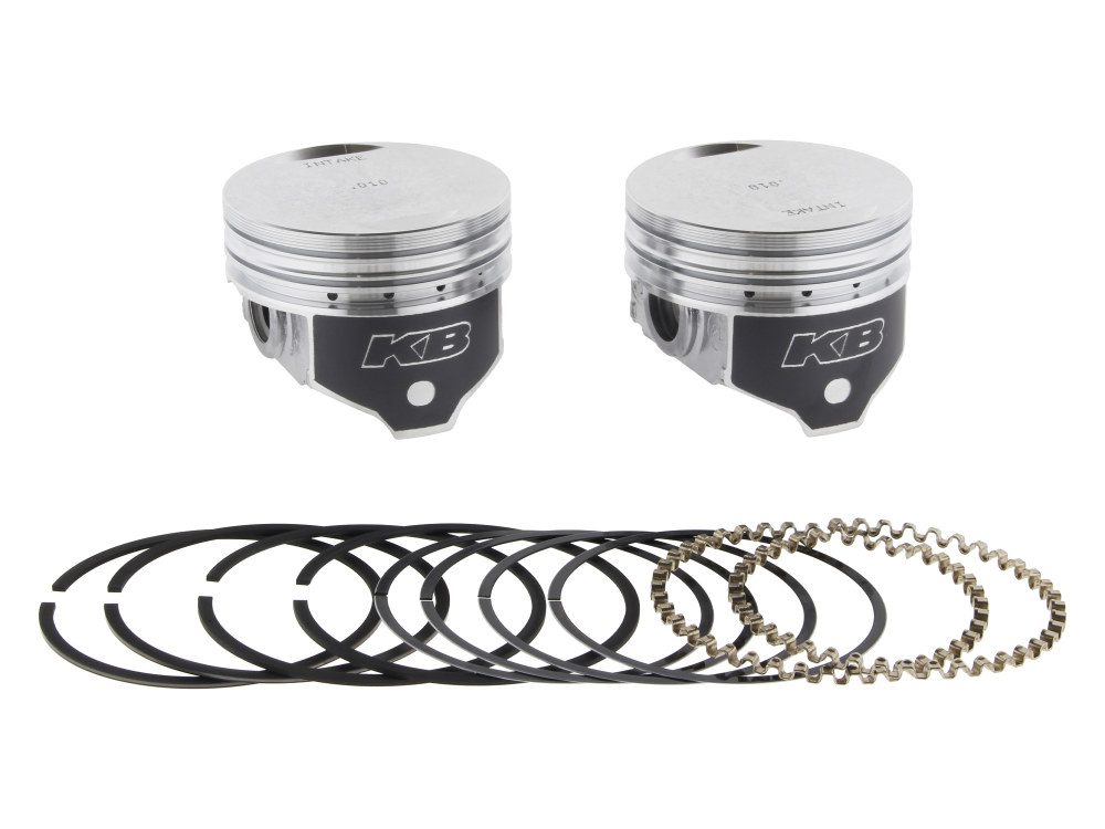 KEITH BLACK PISTONS +.010in. Flat Top Pistons with 8.6:1 Compression Ratio. Fits Big Twin 1984-1999 with Evo Engine.