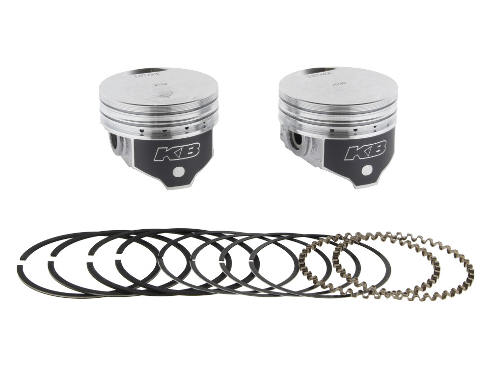 KEITH BLACK PISTONS +.030in. Flat Top Pistons with 8.6:1 Compression Ratio. Fits Big Twin 1984-1999 with Evo Engine.
