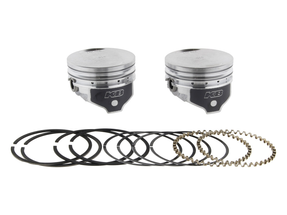 KEITH BLACK PISTONS +.010in. Flat Top Pistons with 9.0:1 Compression Ratio. Fits Sportster 1986-2021 with 1200cc Engine & Sportster 1986-1987 with 1100cc Engine.