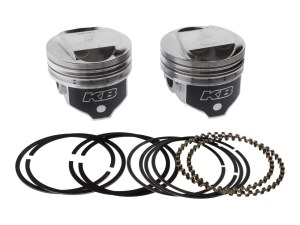 KEITH BLACK PISTONS +.010in. Dome Top Pistons with 10.5:1 Compression Ratio. Fits Big Twin 1984-1999 with Evo Engine. KEITH BLACK PISTONS +.010in. Dome Top Pistons with 10.5:1 Compression Ratio. Fits Big Twin 1984-1999 with Evo Engine.