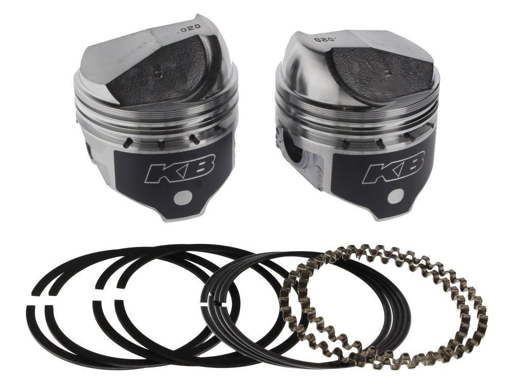 KEITH BLACK PISTONS +.020in. Dome Top Pistons with 8.2:1 Compression Ratio. Fits Sportster 1972-1985 with 1000cc Engine.